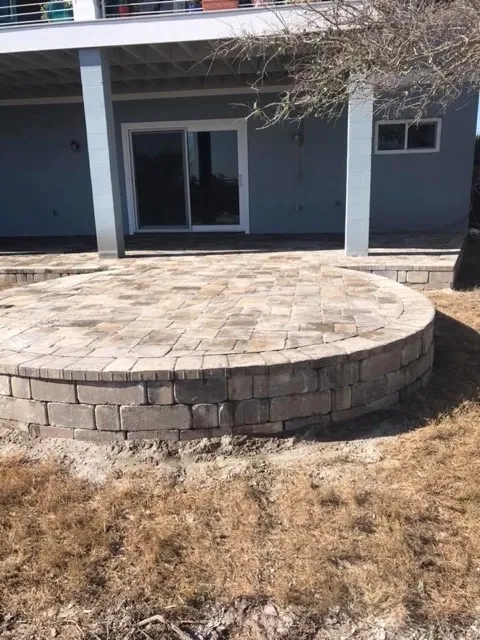 Charming brick patio designed and paved by BMW Services.